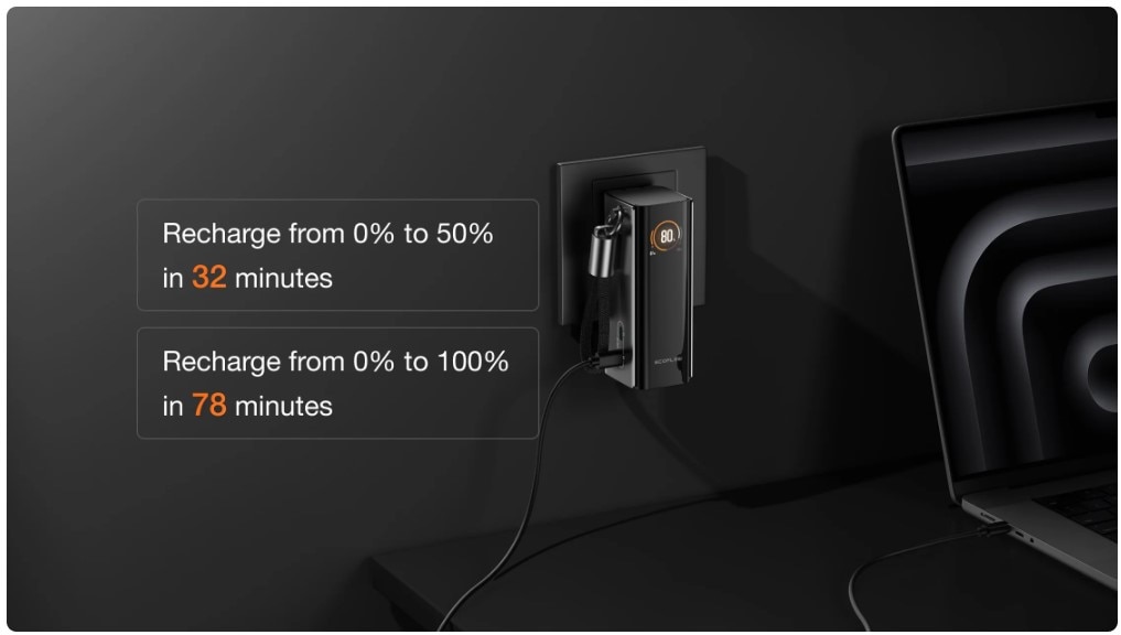 EcoFlow Rapid Pro 3-in-1 Power Bank (10,000 mAh, 67W) with Cable