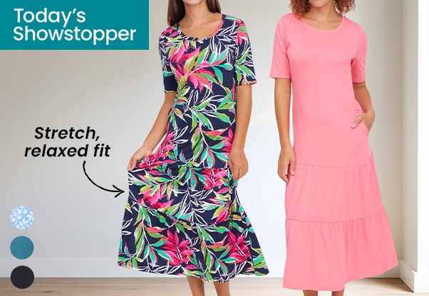 Cuddle Duds Flexwear Tiered Hem Maxi Dress