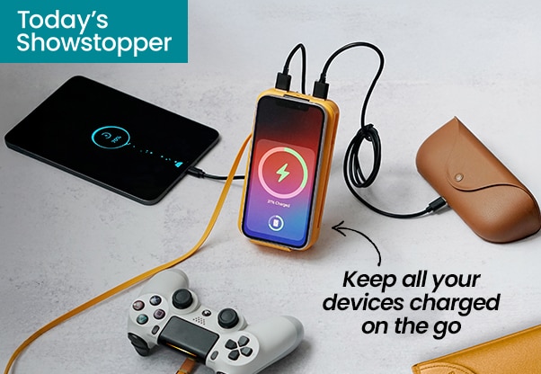 Limitless Elite 15,000mAh Power Bank with Wall Plug, Built-In Cables, Digital Display & Wireless Charging