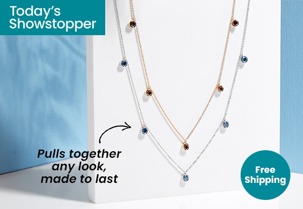 Diamonds & Gems 14K Gold 1.00ctw Floating Coloured Diamond Necklace