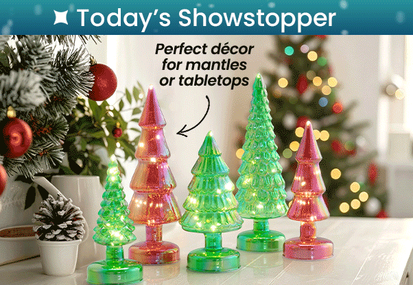 Mr. Christmas Glass Lighted Trees Set of 5